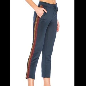 Pam & Gela Crop Track Pant With Lurex Stripe Navy